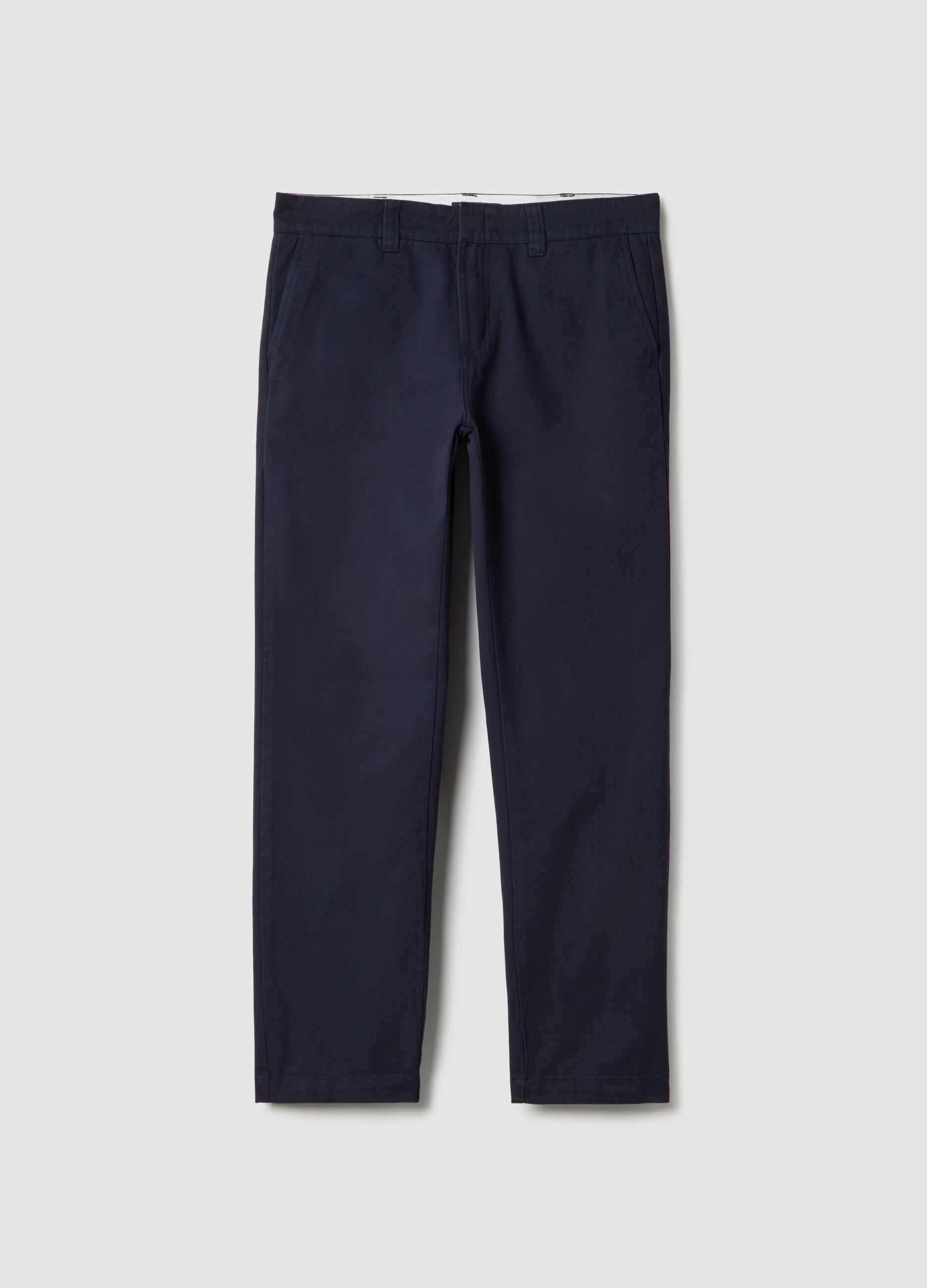 Straight blue twill chinos in pure cotton regular fit