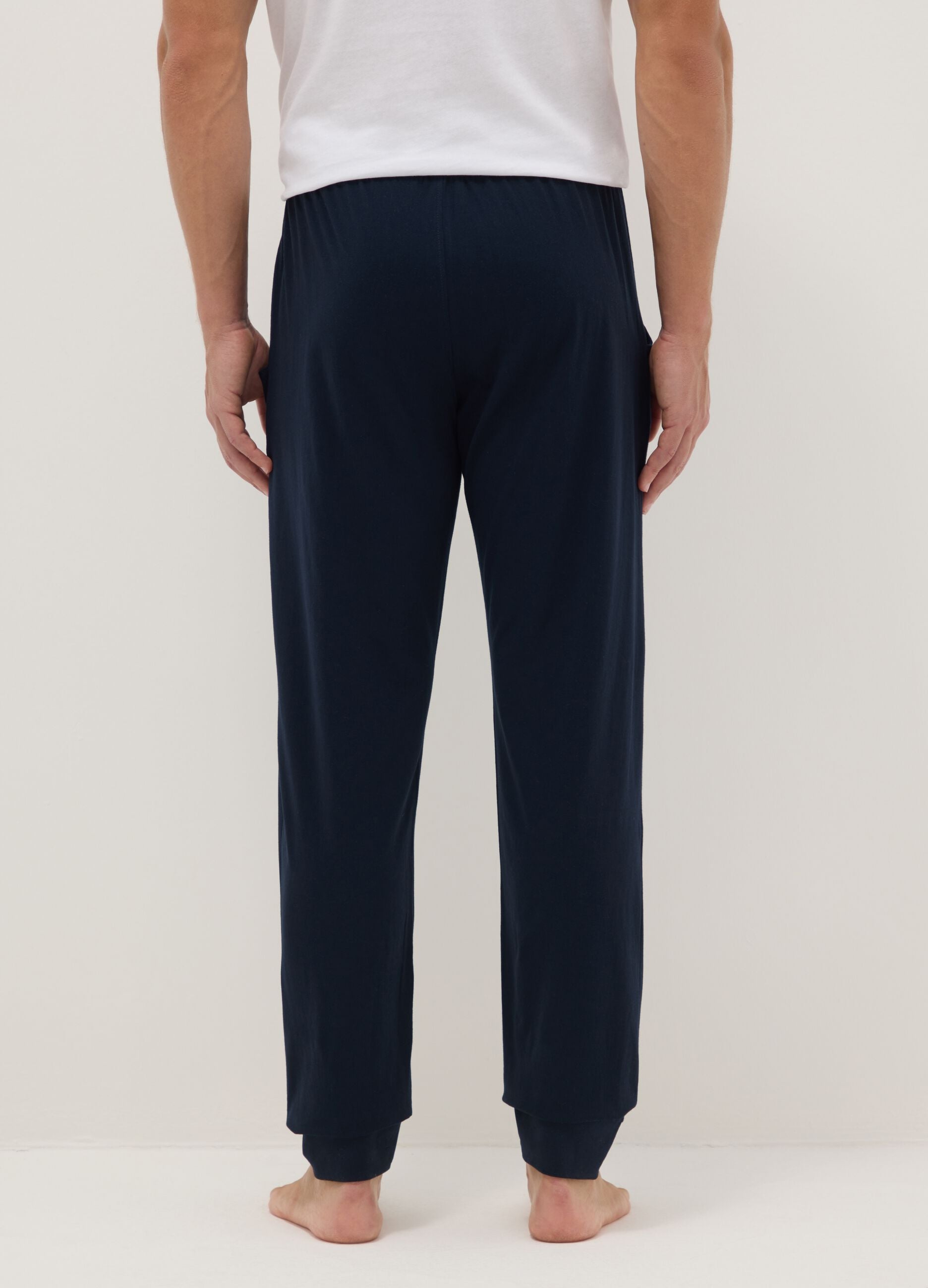 Blue pure cotton regular fit pajama trousers