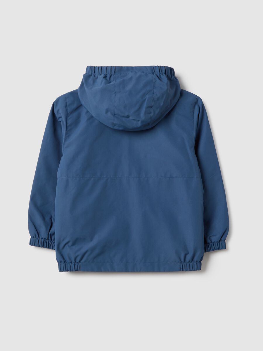 Regular fit blue lightweight children's jacket with full zip and hood_1