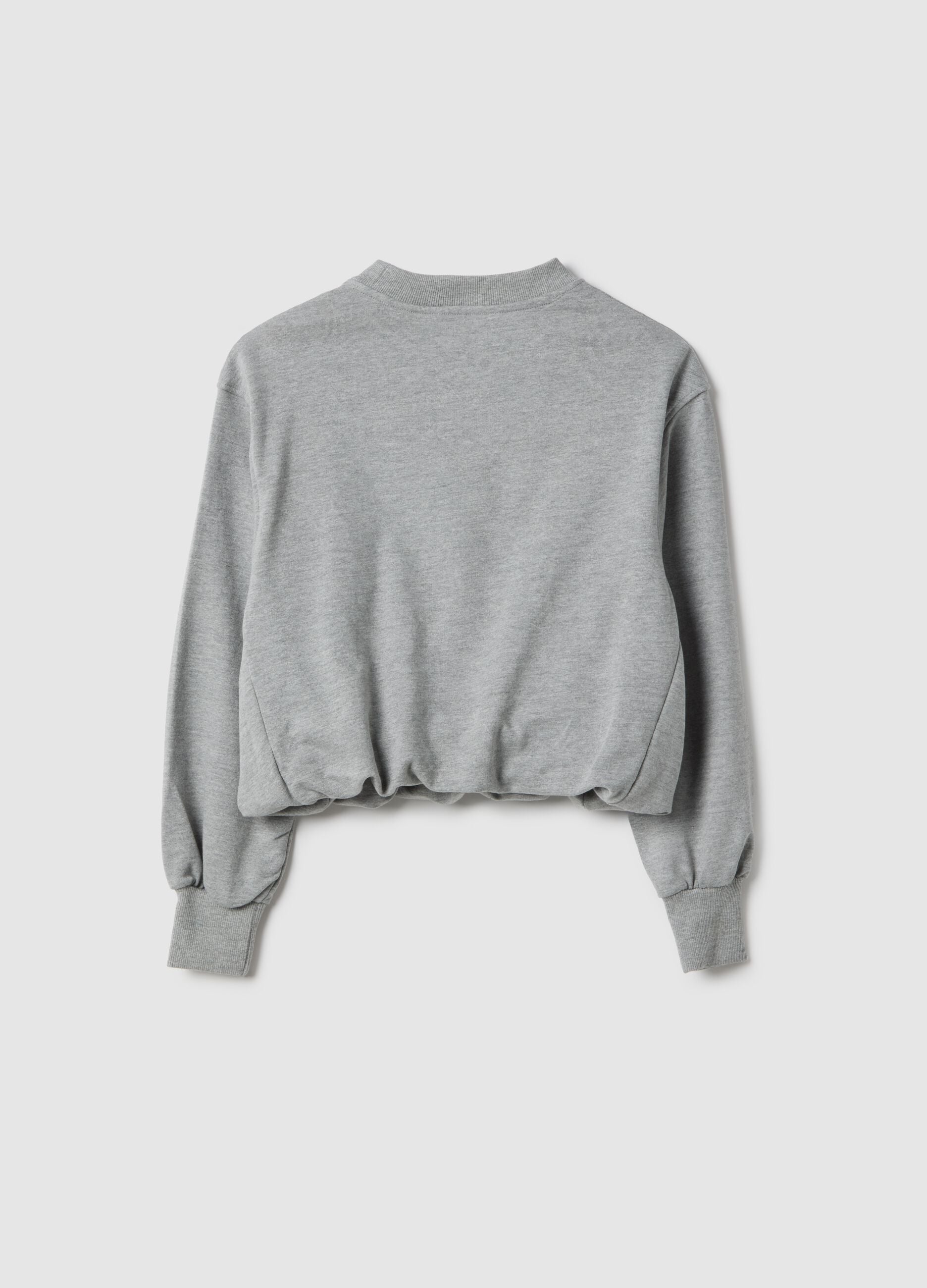 Grey cotton blend girls' relaxed fit sweatshirt with star