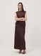Brown satin maxi skirt with elasticated waistband_0