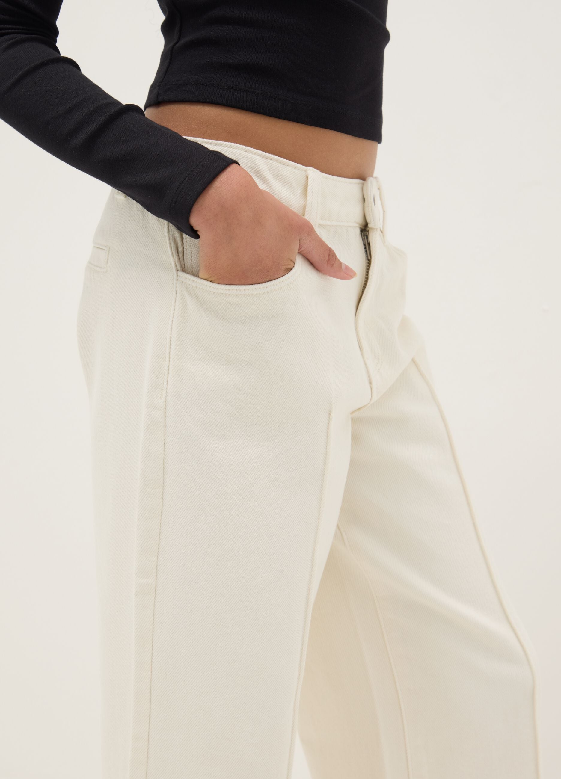 Girls' White Relaxed Leg Pure Cotton Trousers