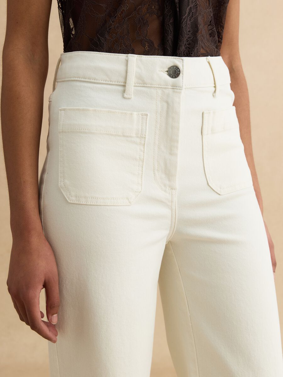 White stretch cotton regular fit trousers_3