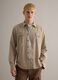 Beige oversized long sleeve shirt in Lyocell and cotton_1