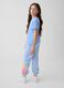 Girls' regular fit blue cotton blend joggers with prints_1