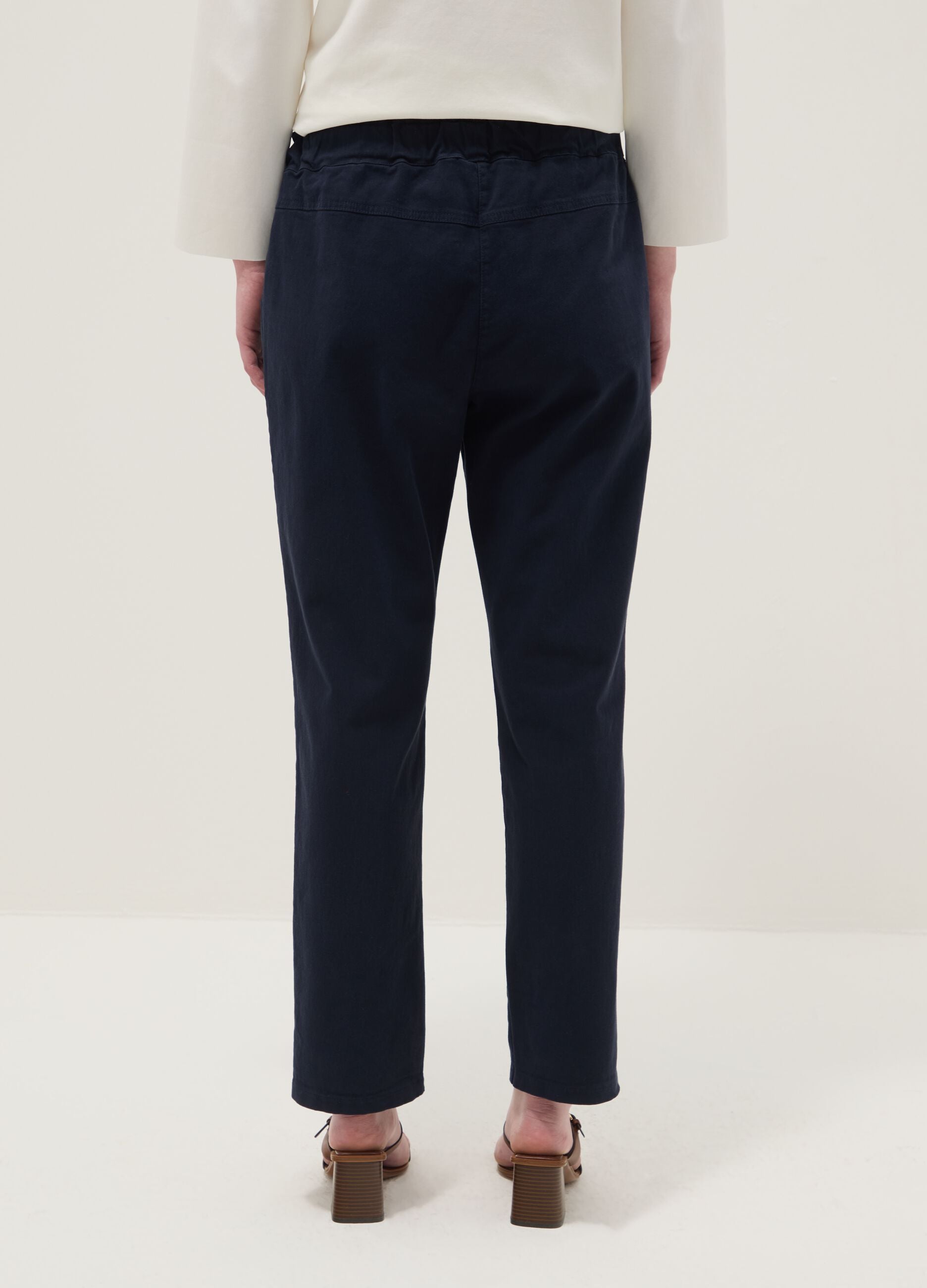 Blue stretch cotton trousers regular fit
