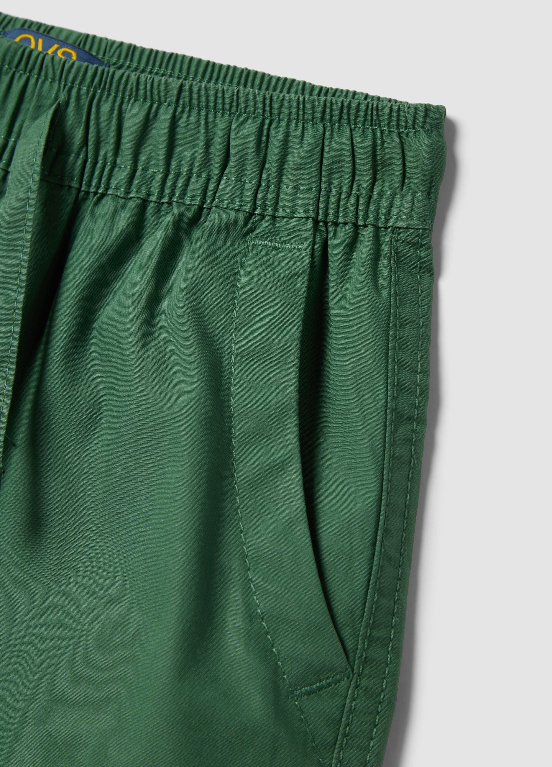 Green Pure Cotton Regular Fit Children's Shorts