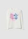 White stretch cotton T-shirt with Lilo & Stitch print for girls_0