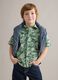 Green pure cotton shirt with tropical print_0