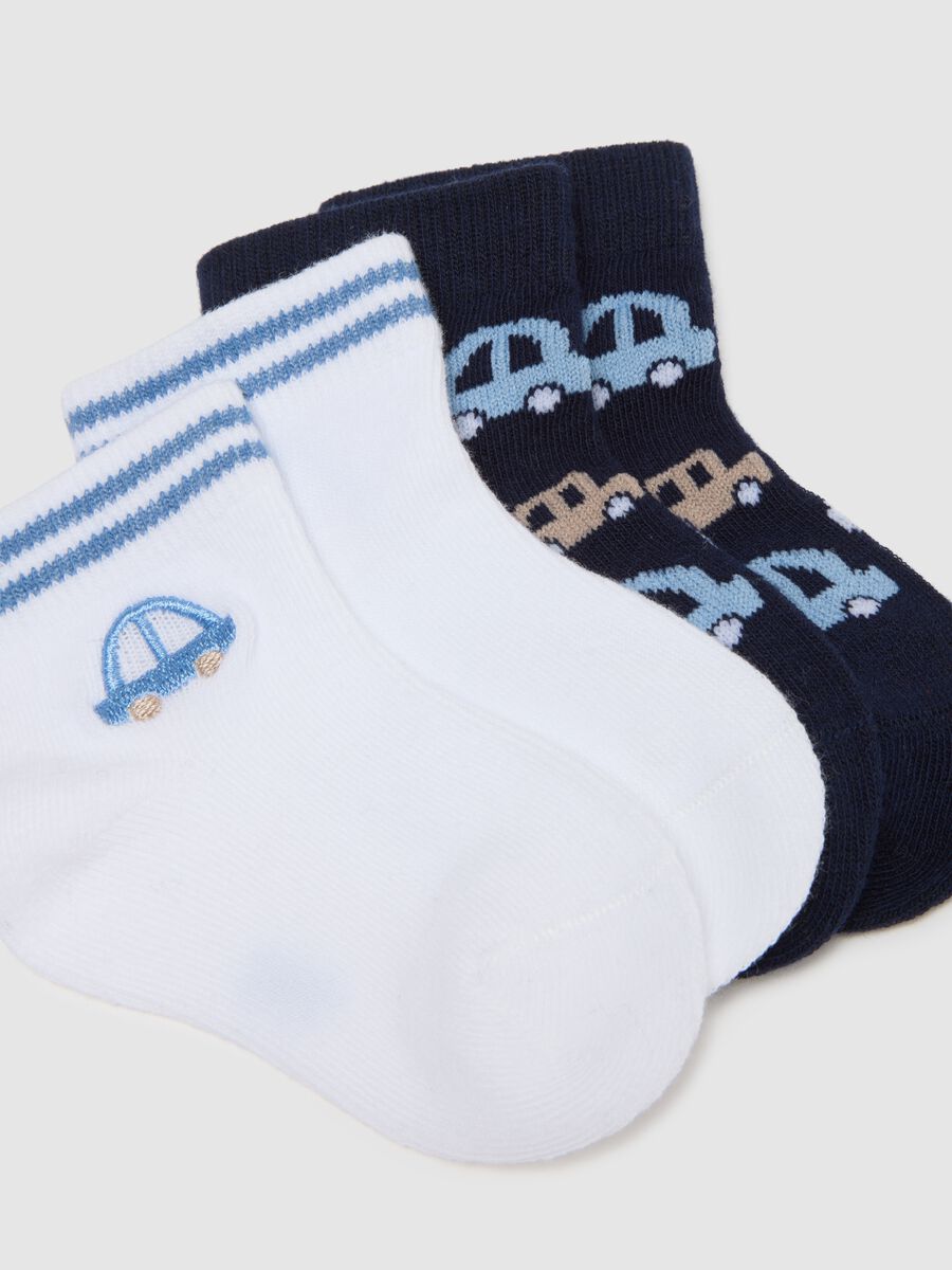 Newborn's multicolour cotton mix sock tripack with car prints_2