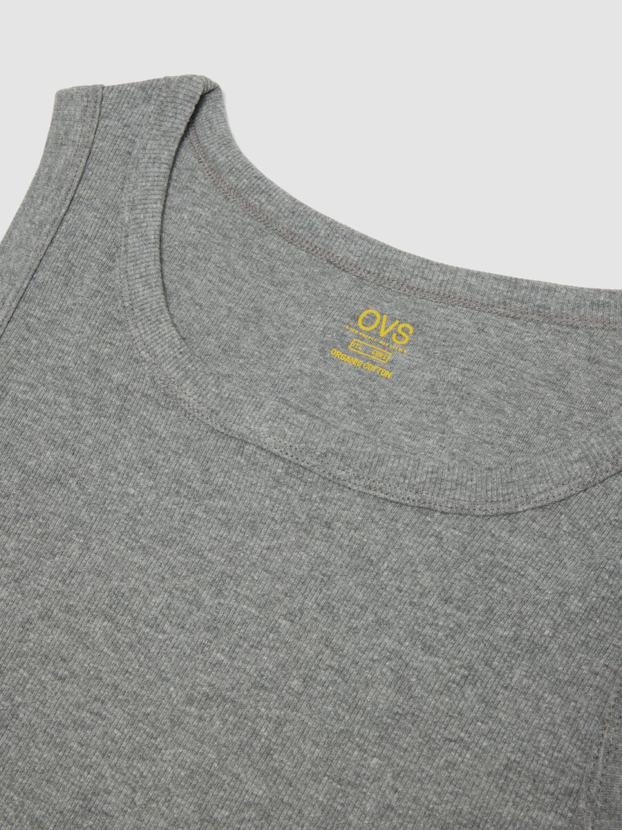 Grey regular fit cotton tank top_5