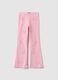 Pink stretch cotton slim fit leggings for girls with decorations_0