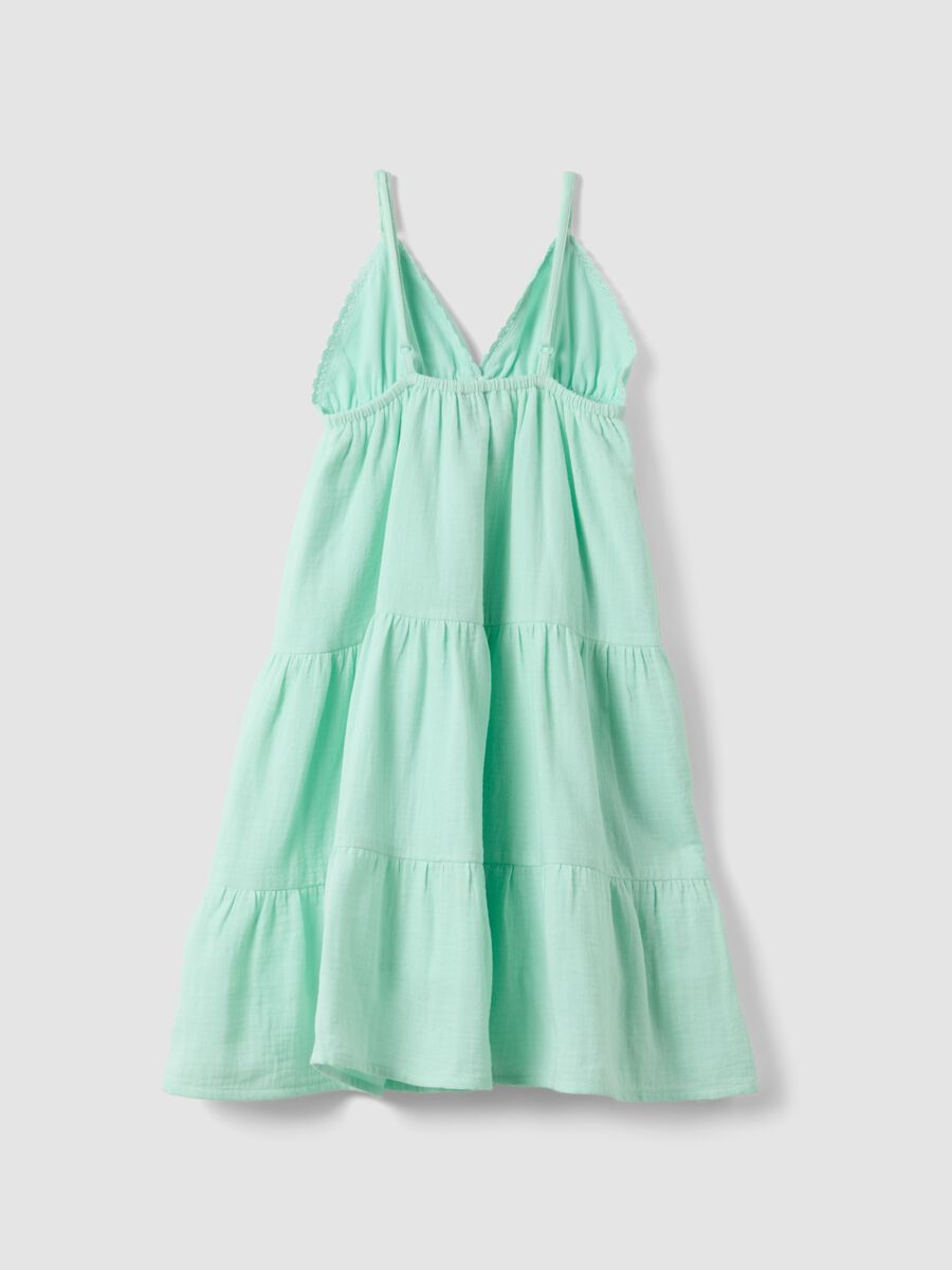 Abito mini verde in puro cotone con spalline sottili_4