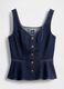 Stretch denim tank top with V-neck_4