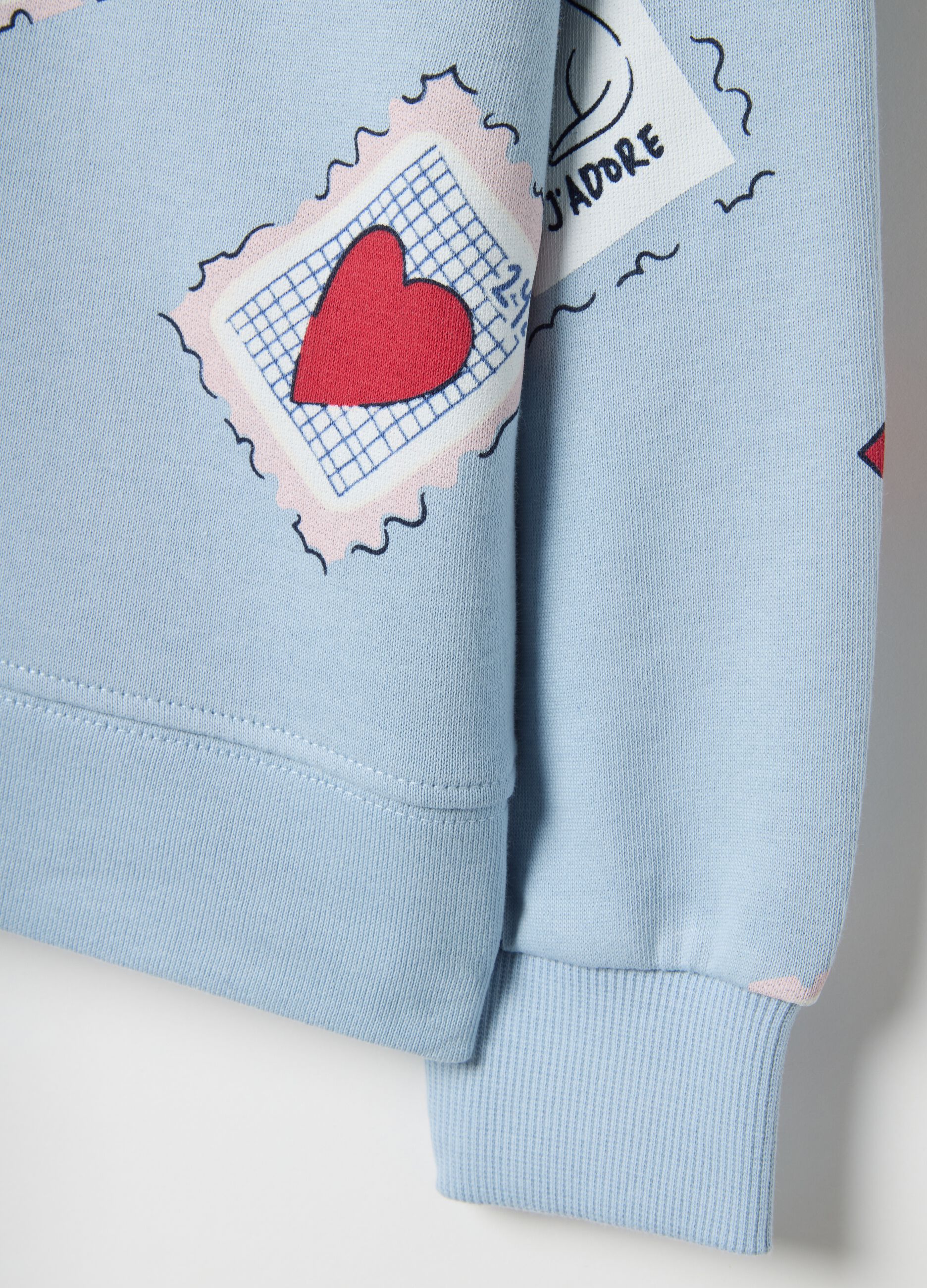 Girl's blue pure cotton sweatshirt regular fit with print