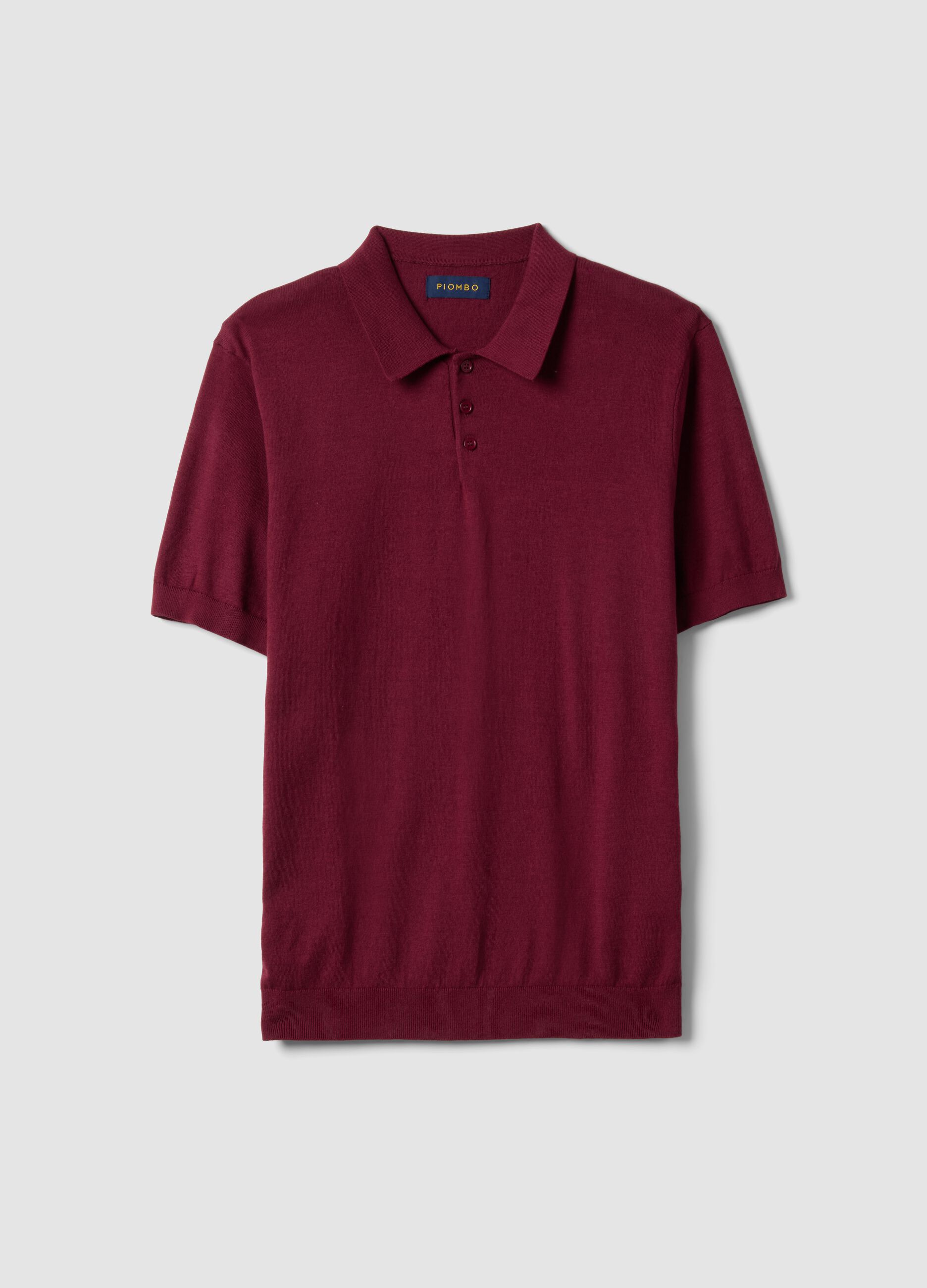Polo in misto cotone, lino e seta rossa regular fit