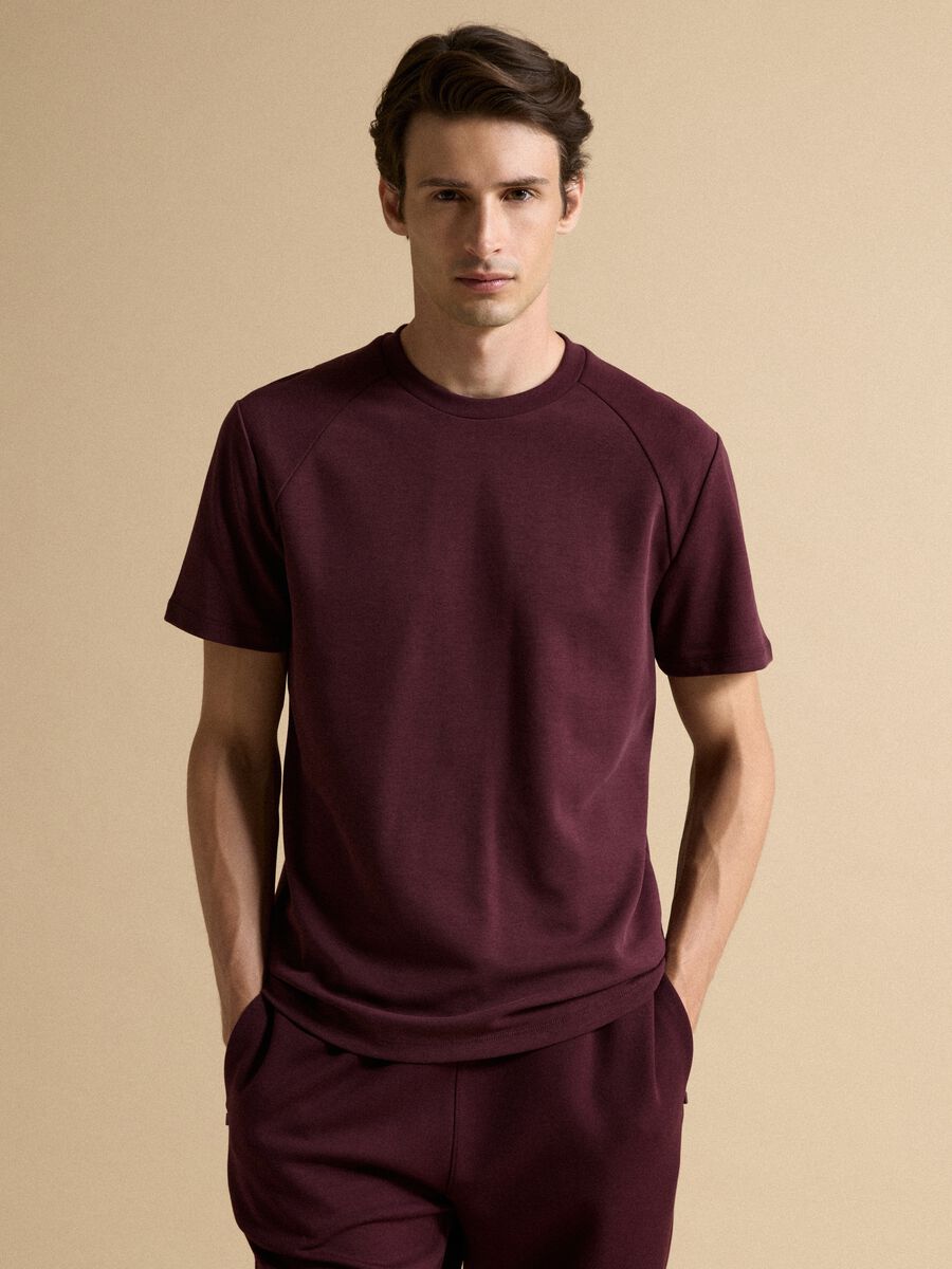Red breathable, quick-dry cotton-blend T-shirt_0