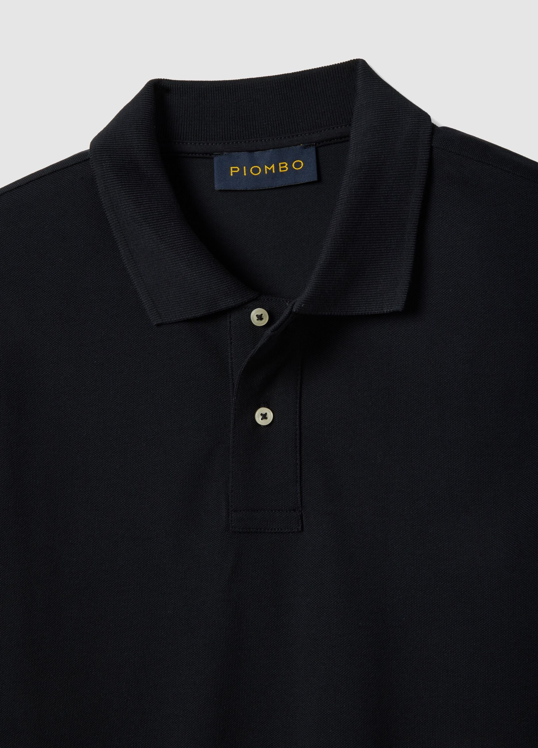 Black Supima Cotton Polo Shirt, Regular Fit