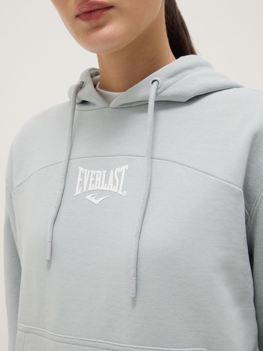 Felpa in misto cotone grigia regular fit con cappuccio_3