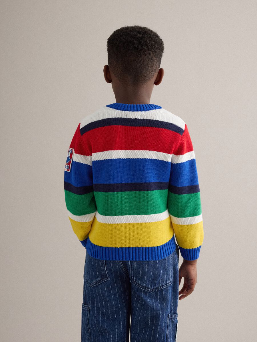 Multicolour striped pure cotton sweater for children regular fit_1