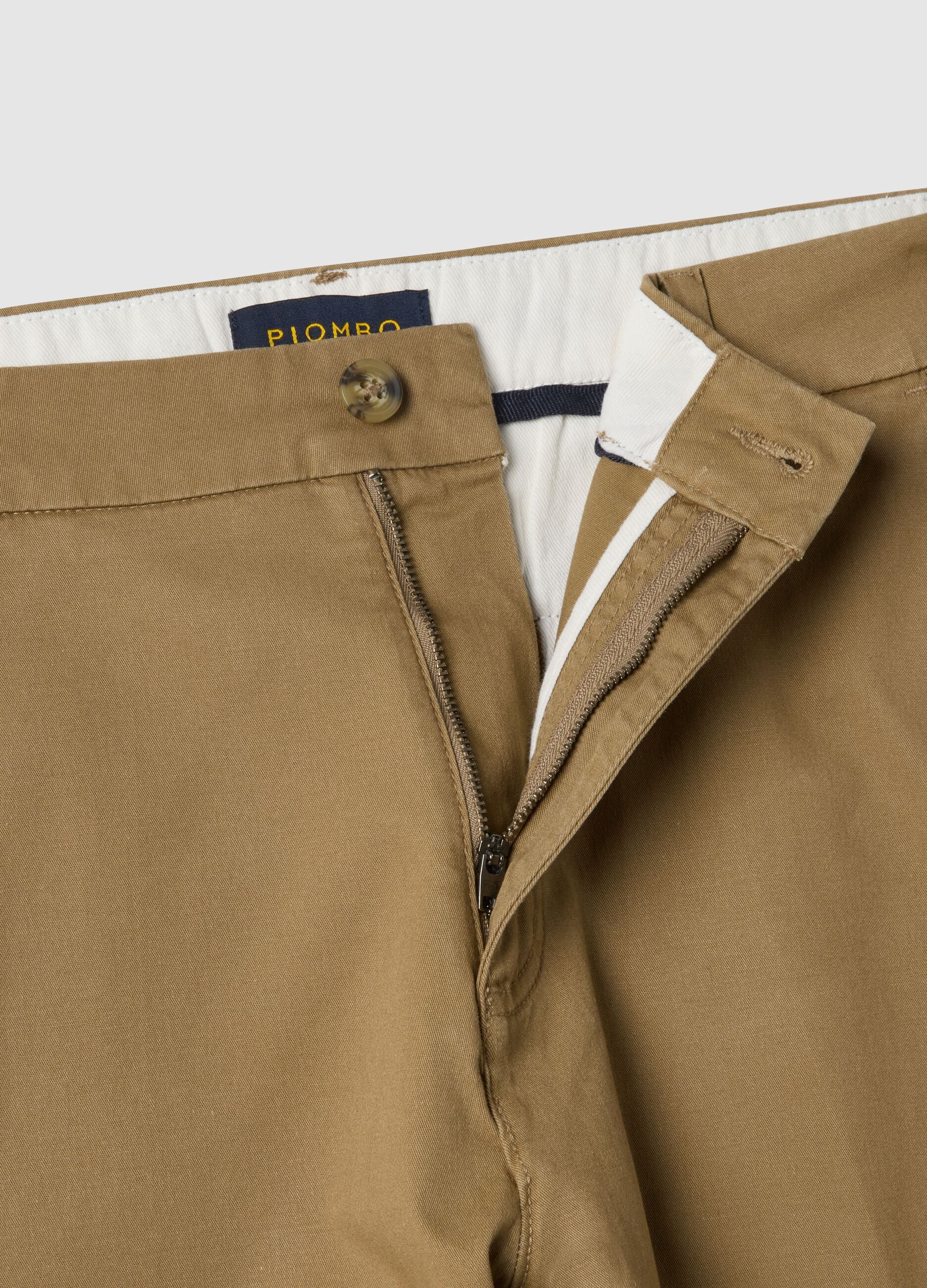 Brown slim fit stretch cotton chino trousers