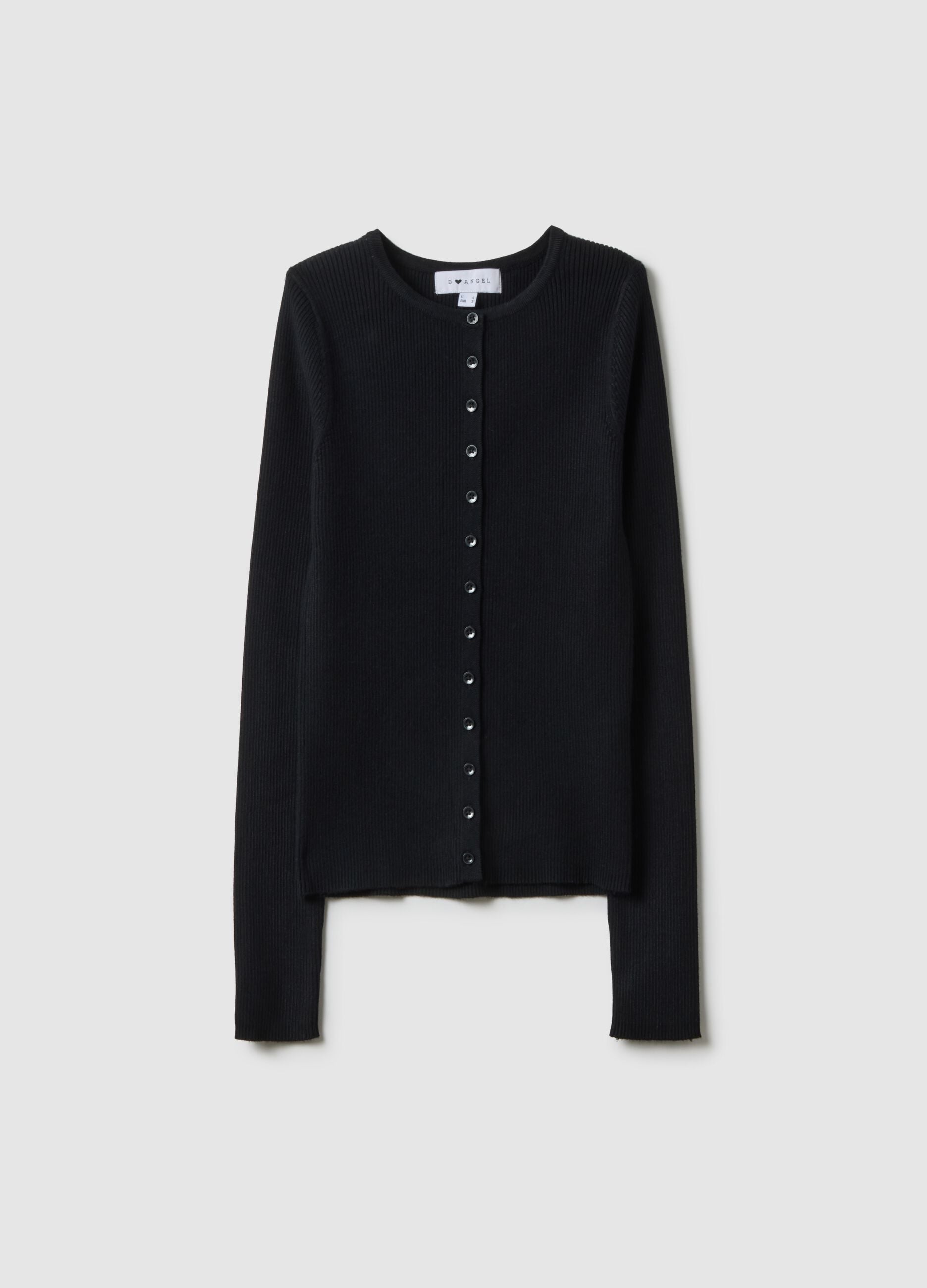 Black viscose blend cardigan with fitted silhouette