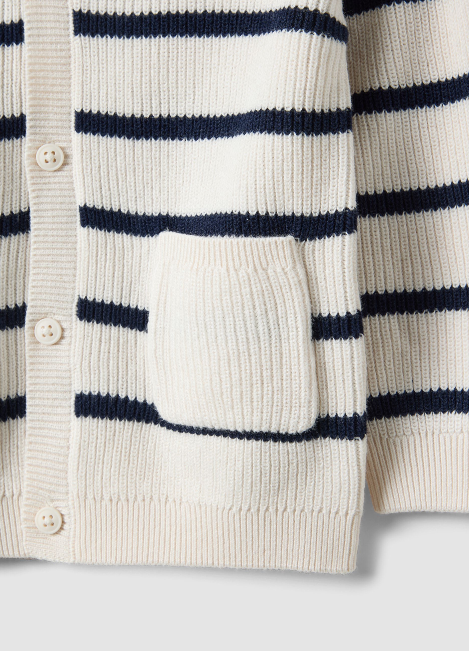 Striped beige cardigan in pure cotton