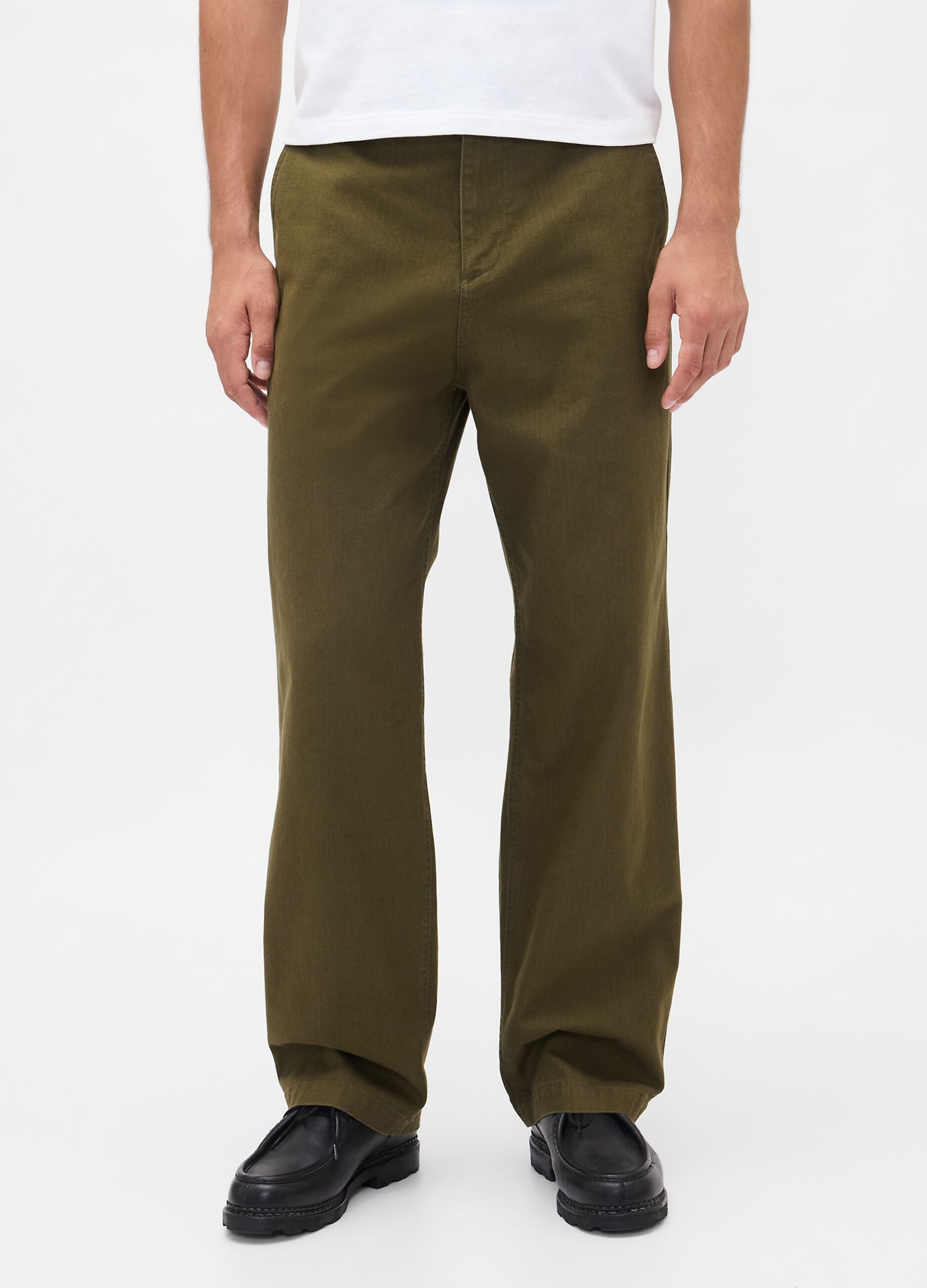 Green regular cotton trousers