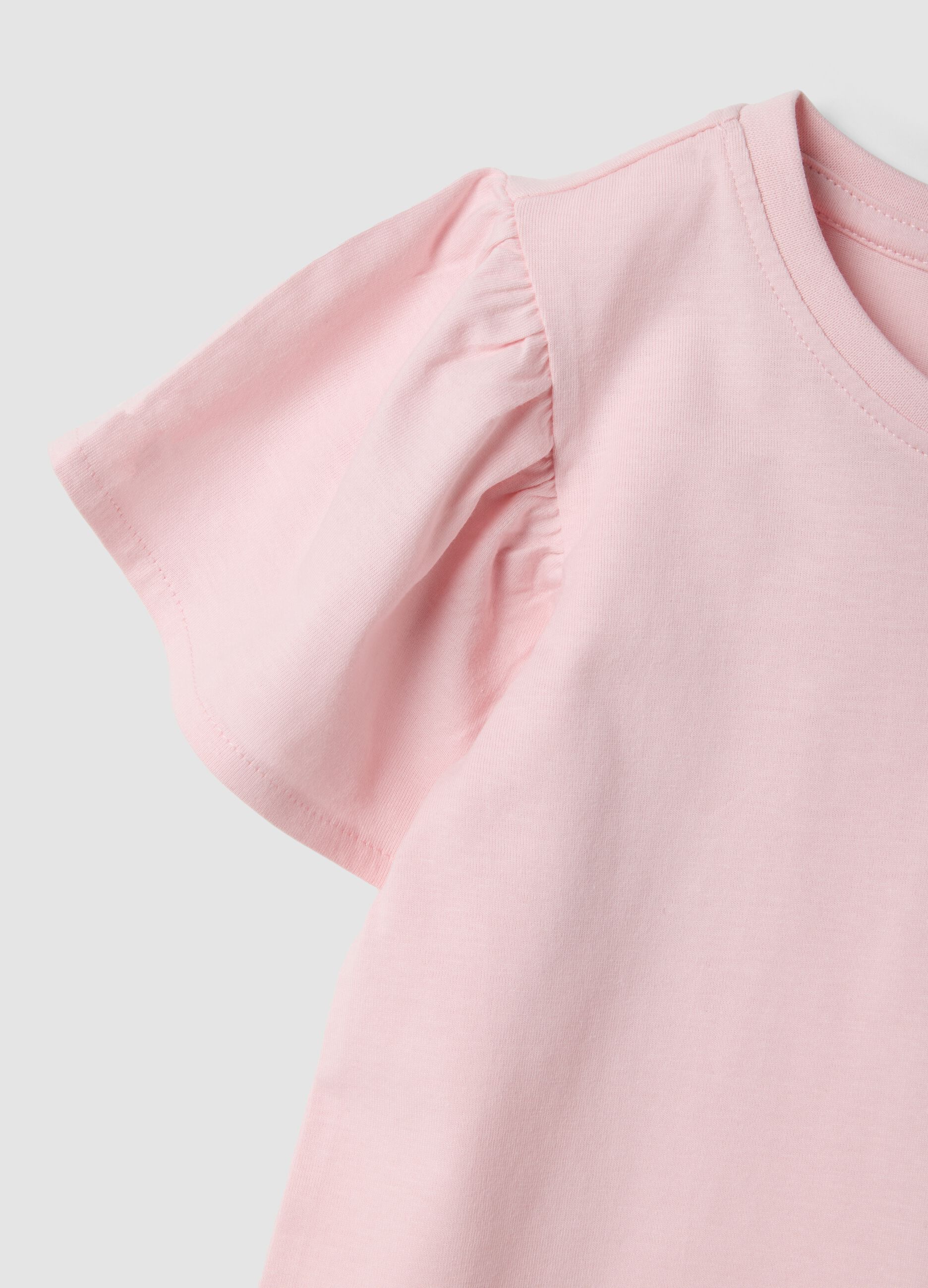 Girls&rsquo; pink pure cotton regular-fit T-shirt with star