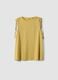 Yellow pure cotton tank top with shoulder ties_4