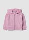 Pink organic cotton hooded sweatshirt with oversized fit for baby girl_0