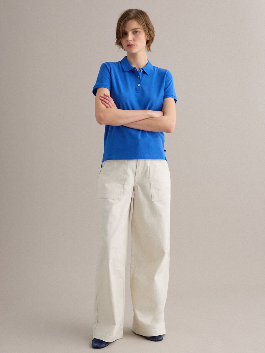 Blue organic cotton polo shirt, regular fit_3
