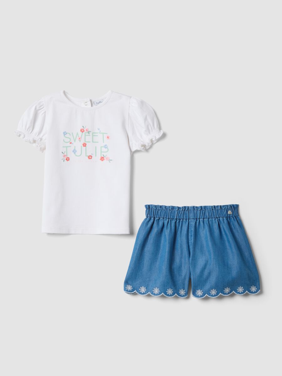 White and Denim Stretch Cotton Set_0