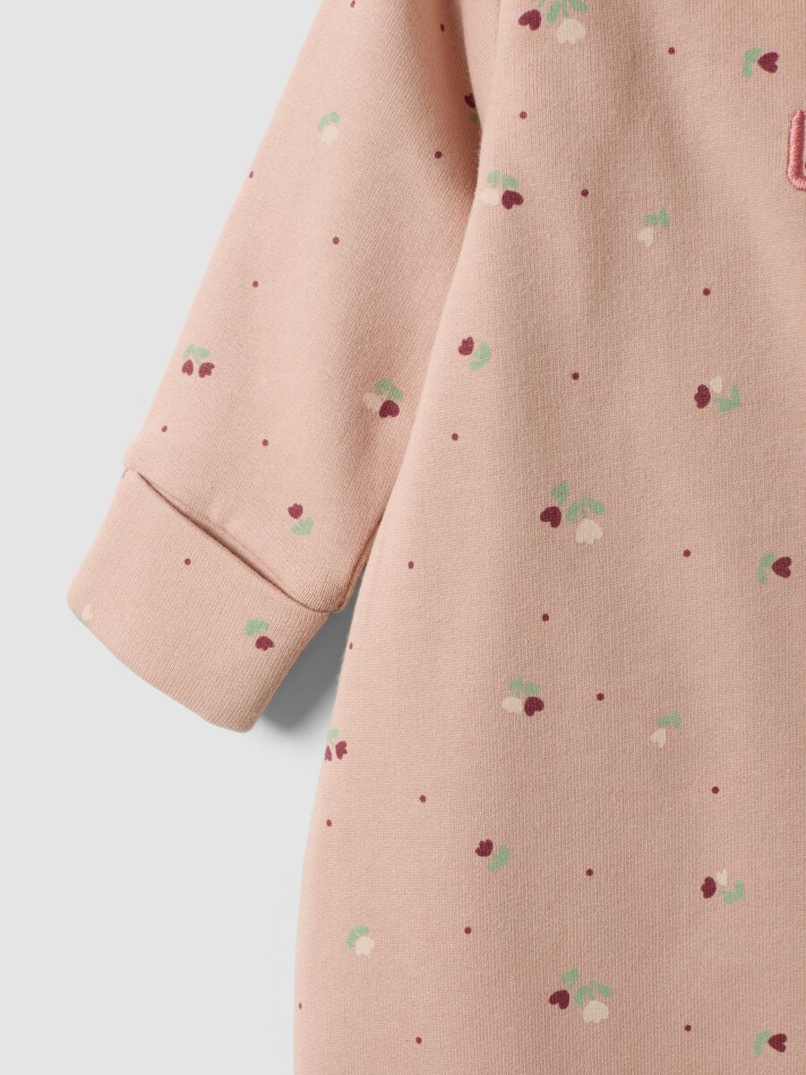 Pink organic cotton floral sleepsuit for baby girl_3