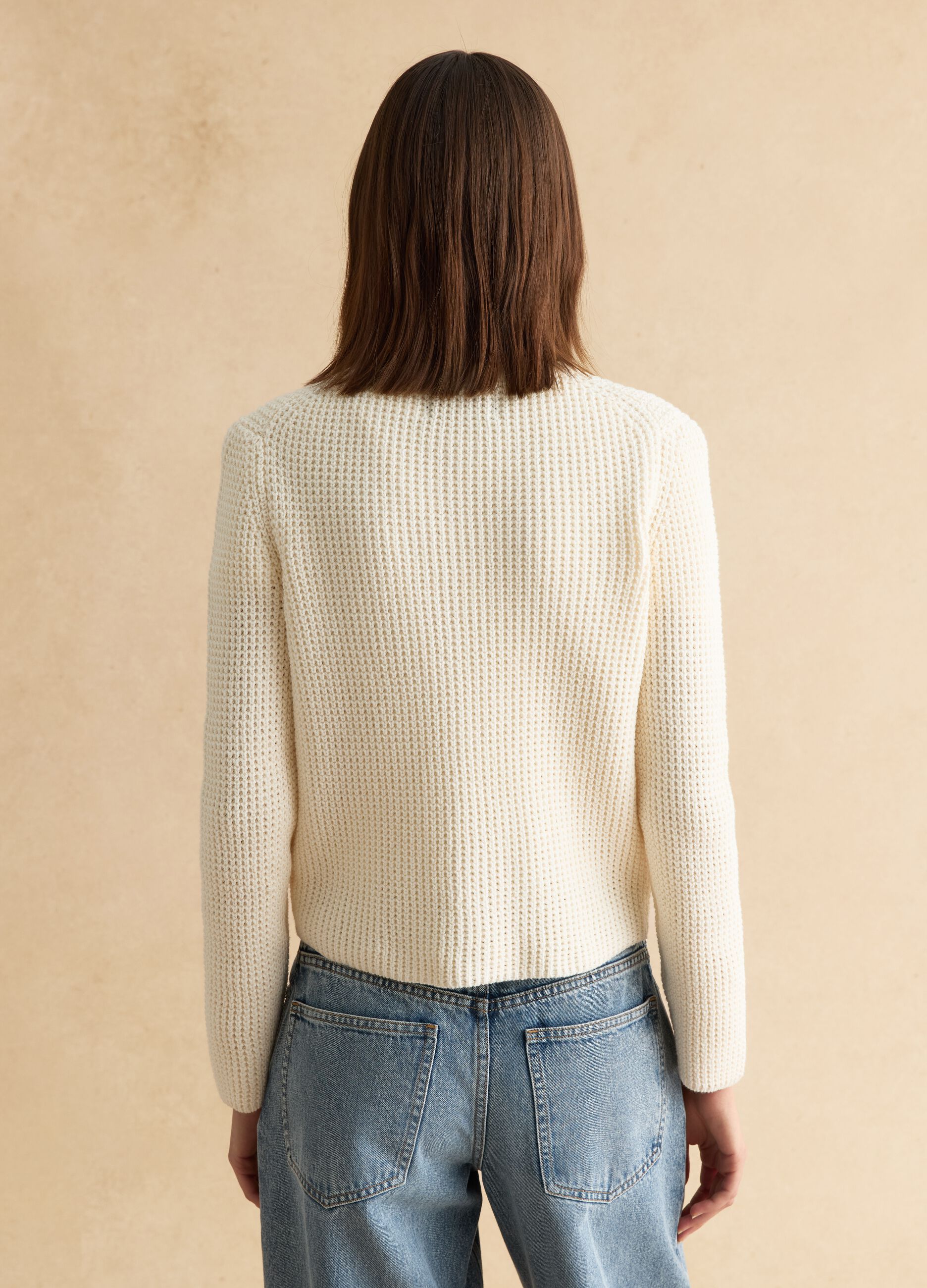 Beige Cardigan in Pure Cotton