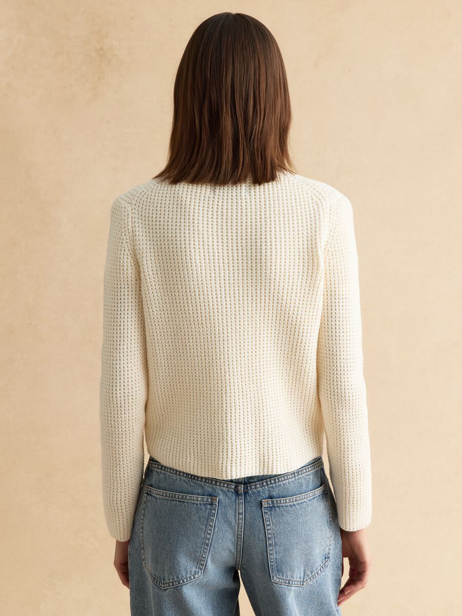 Beige Cardigan in Pure Cotton_3