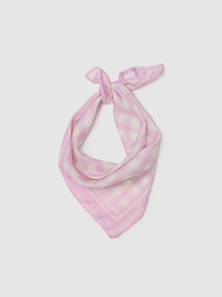 Multicoloured Checked Modal and Silk Scarf_0