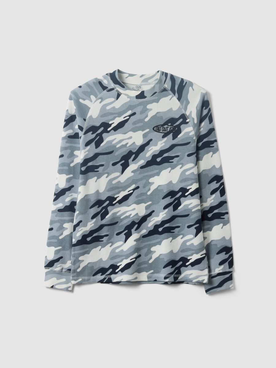 Multicolour relaxed-fit pure cotton T-shirt with camouflage print for boys_3