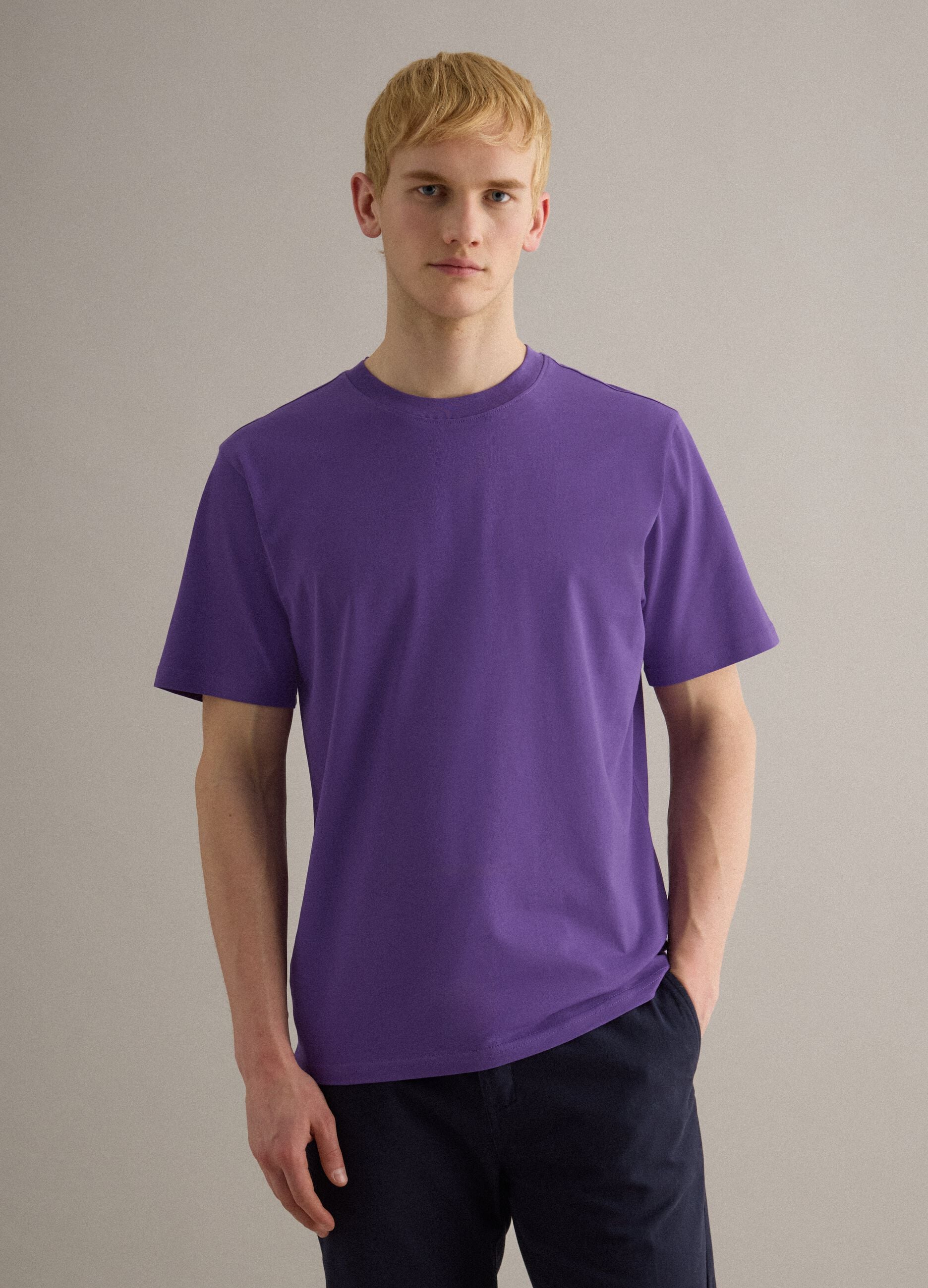 Violet pure cotton crew neck T-shirt relaxed fit