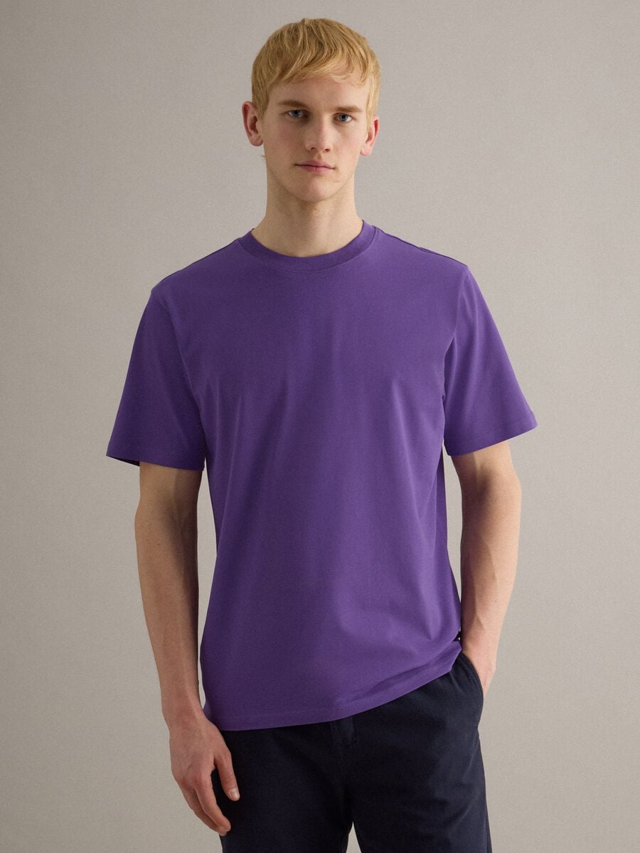 Violet pure cotton crew neck T-shirt relaxed fit_0