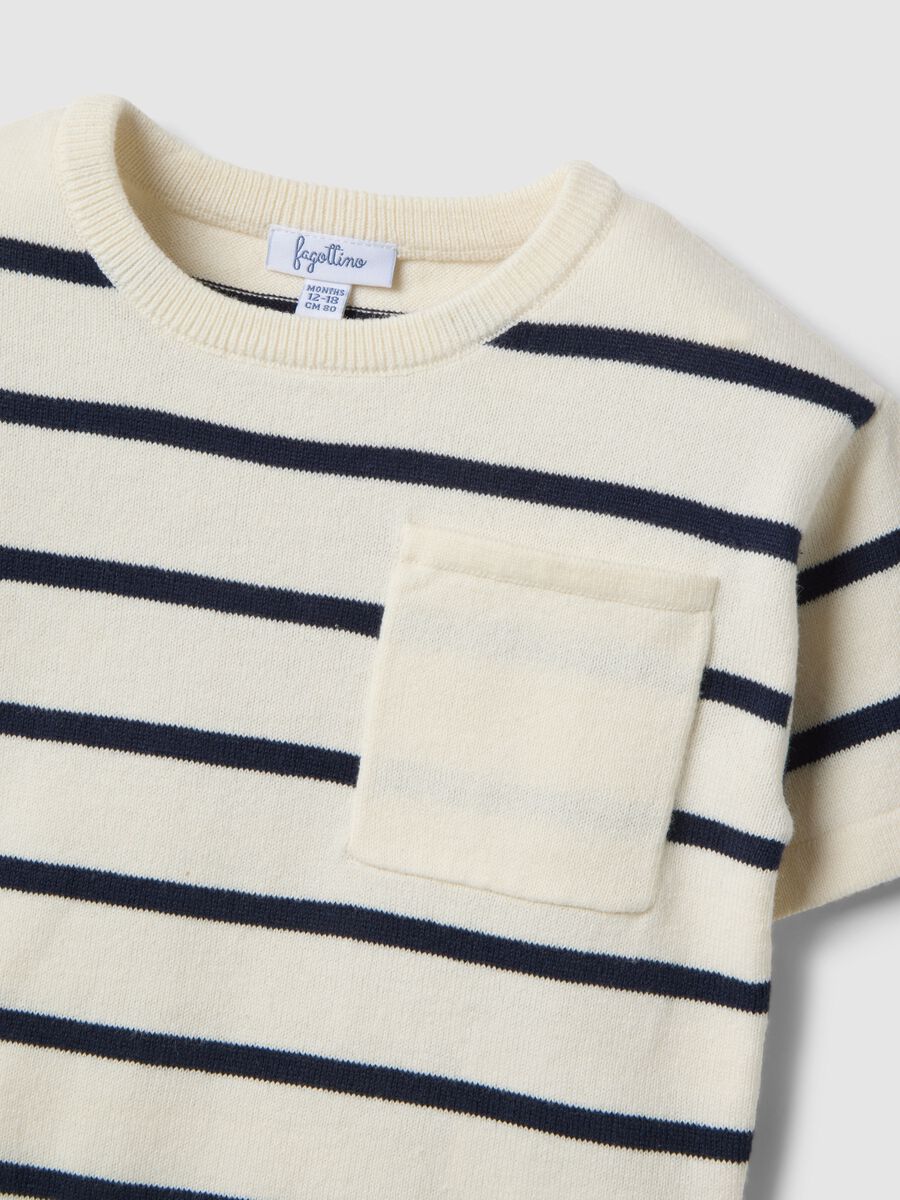 Children's regular fit multicoloured striped pure cotton t-shirt_2