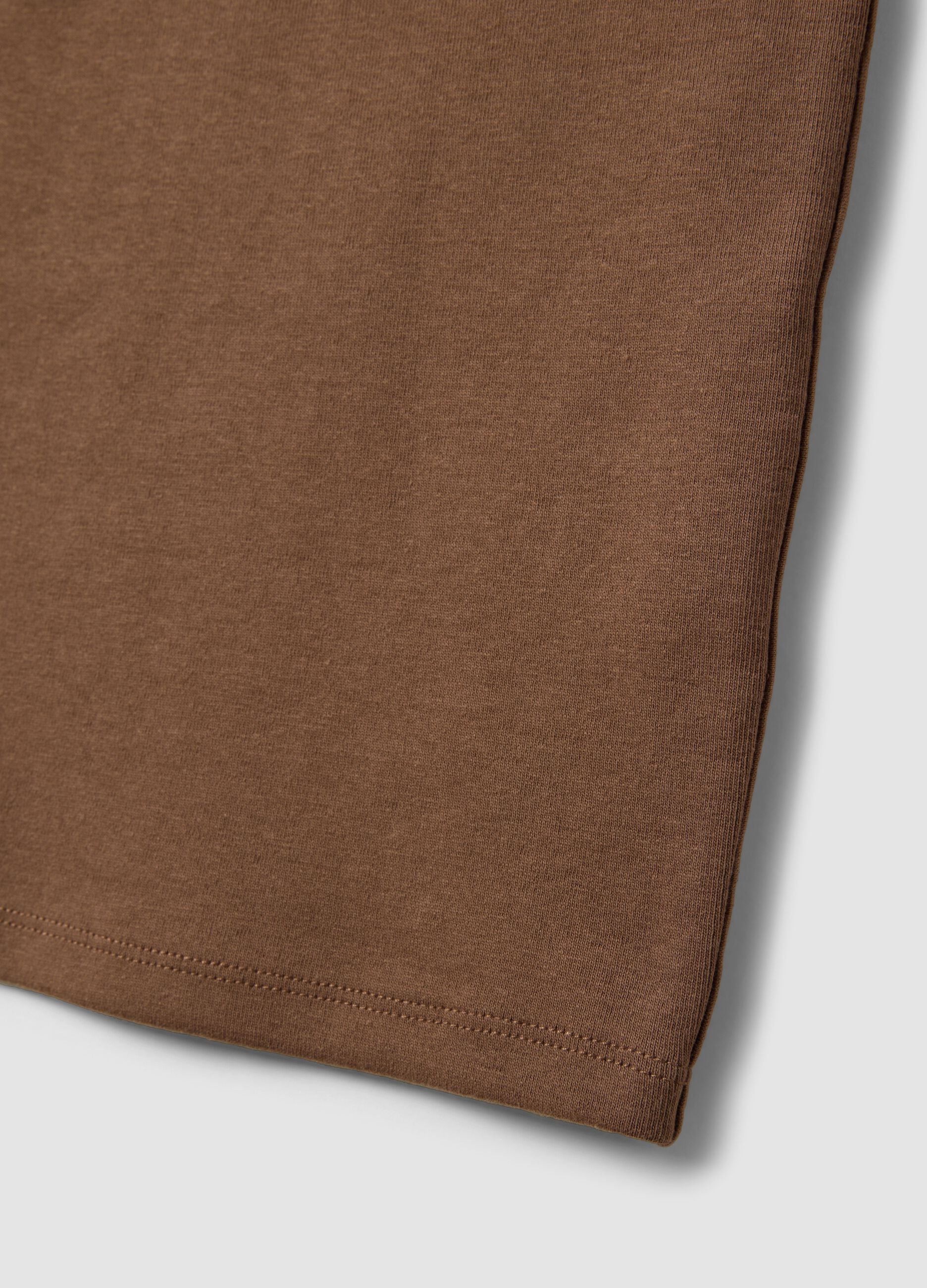 Brown stretch cotton midi dress