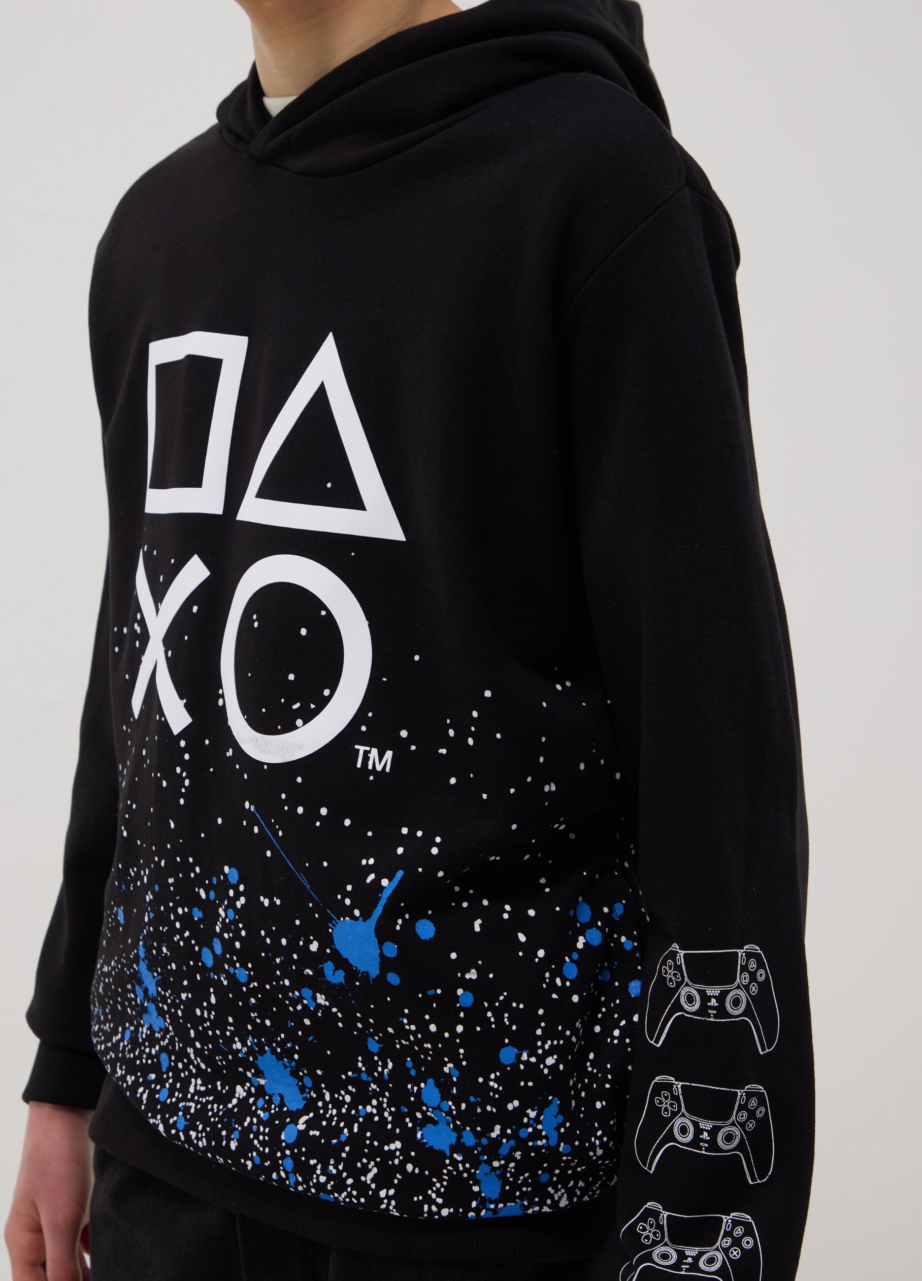 Kids' black cotton blend PlayStation hoodie