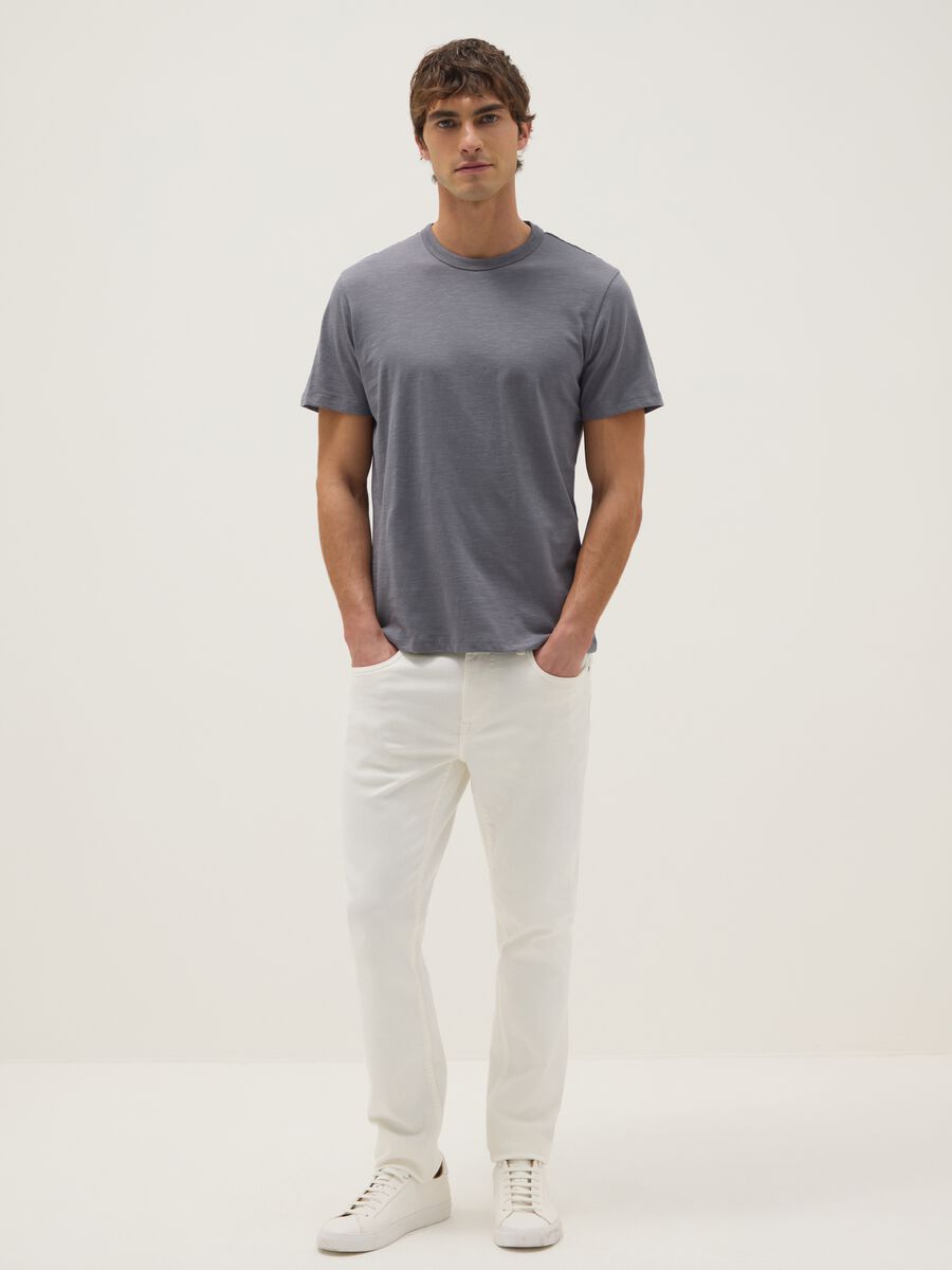 Grey pure cotton short sleeve T-shirt regular fit_1