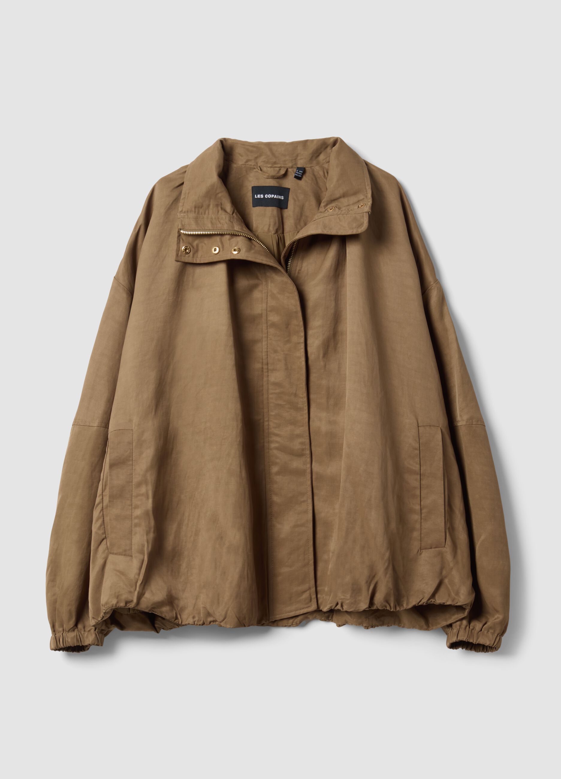 Brown regular-fit jacket in viscose and linen blend