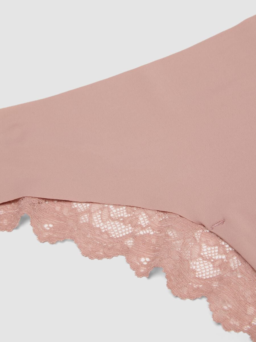 Pink Brazilian knickers in stretchy microfibre with lace_2