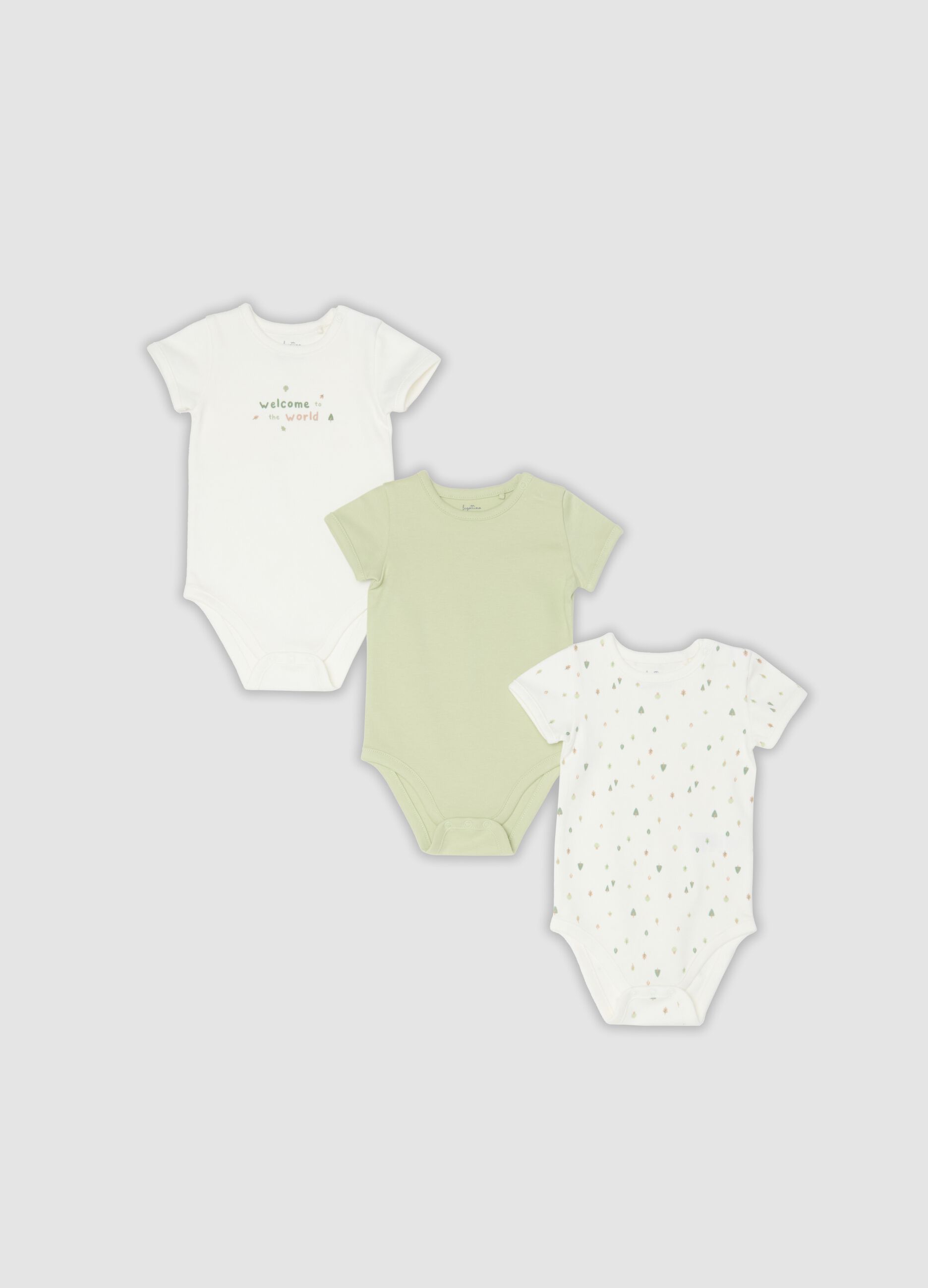 3-pack of multicolour organic cotton baby bodysuits with print