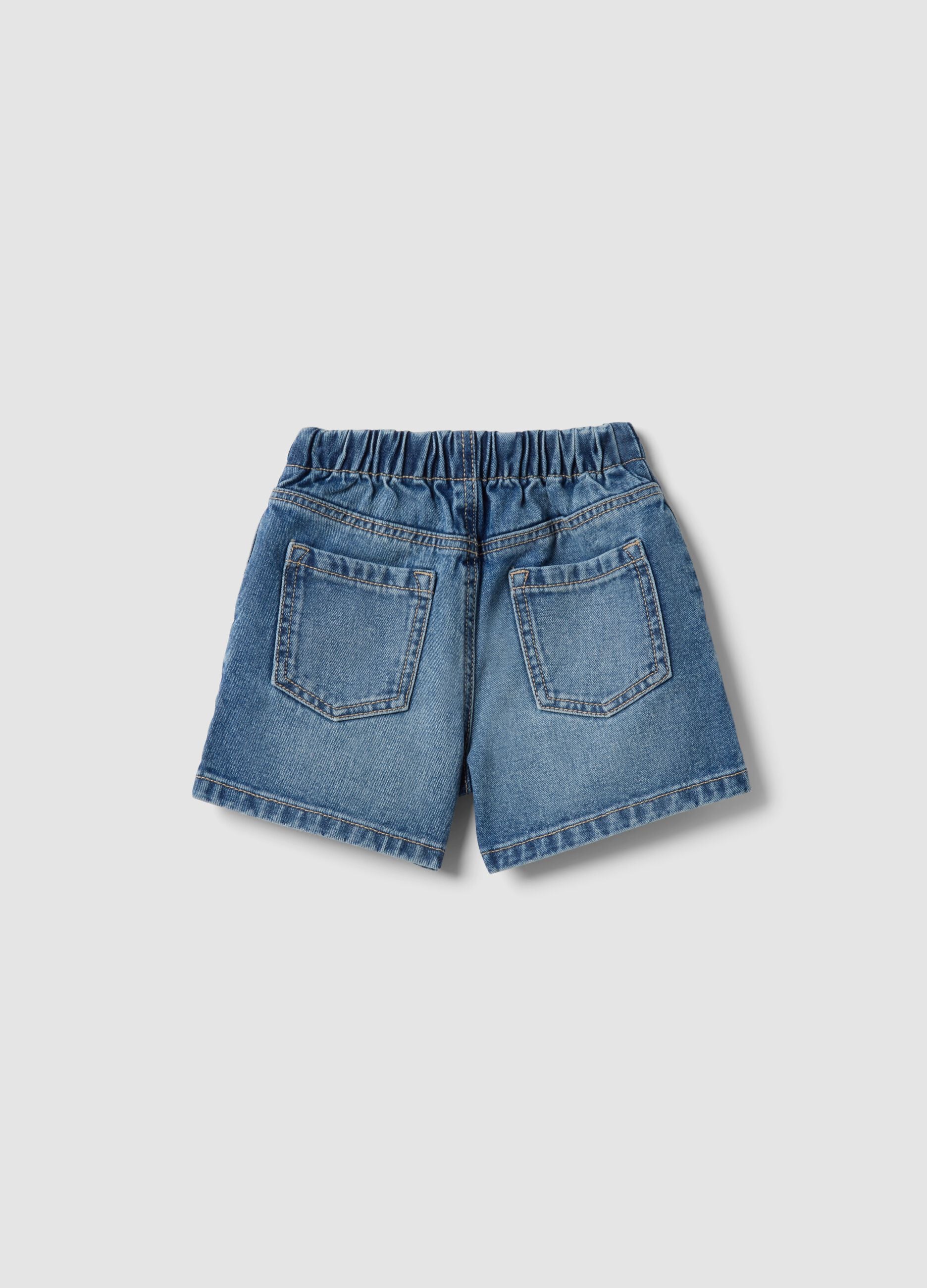 Girls&rsquo; blue denim shorts in pure cotton, regular fit