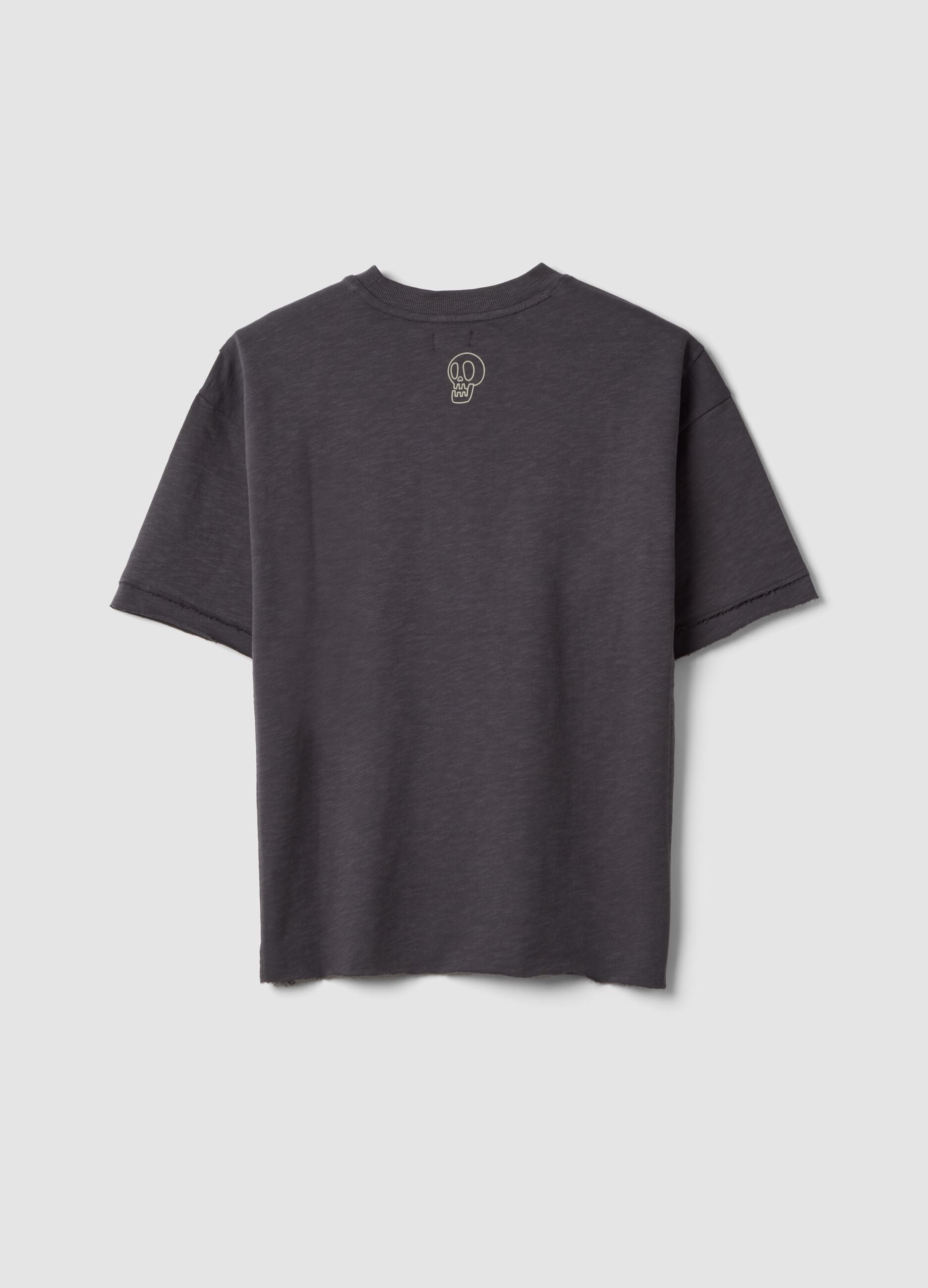 Grey pure cotton short-sleeve oversized T-shirt for boys