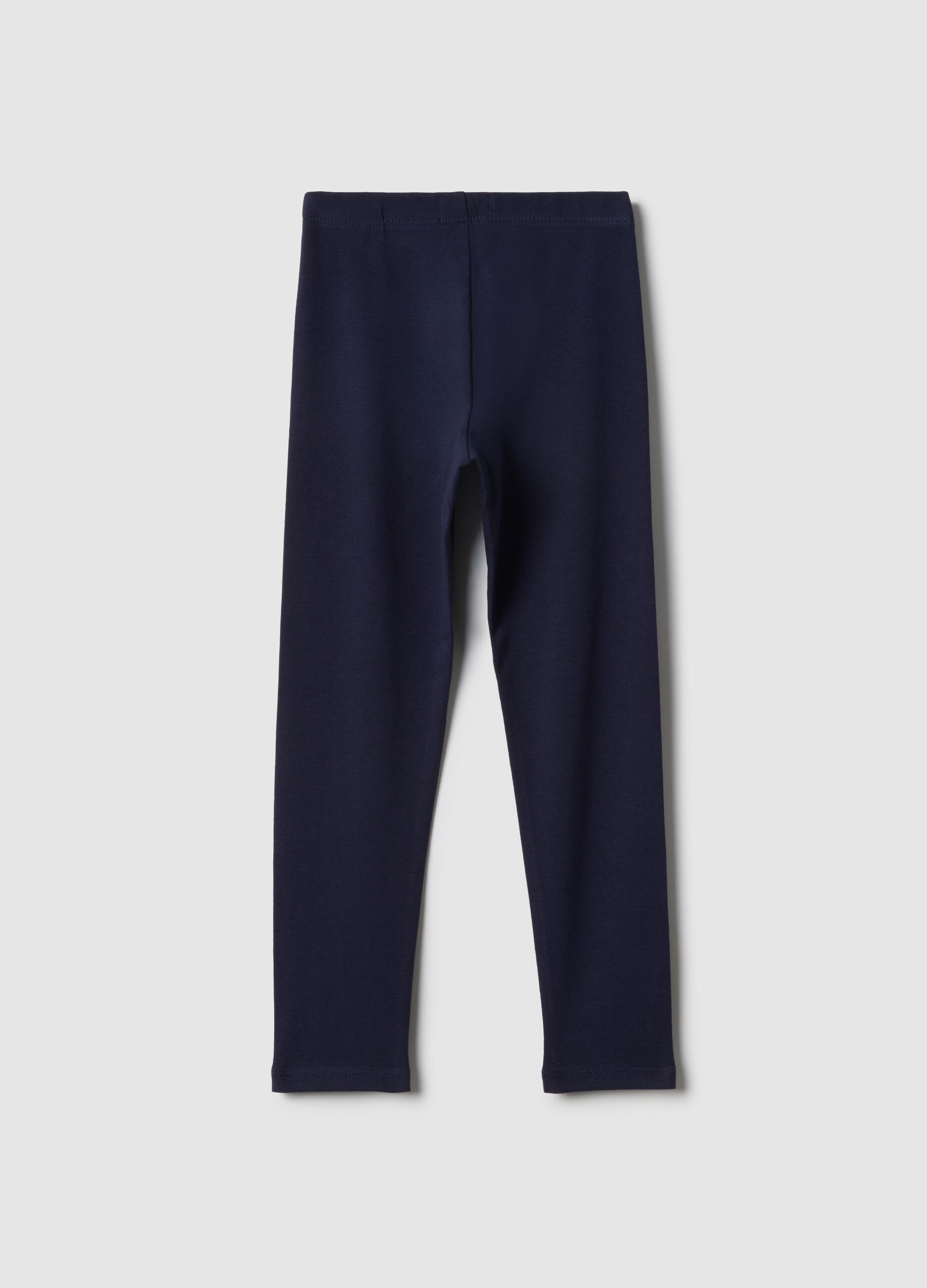Girls' slim fit blue stretch cotton leggings